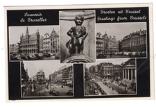 ANTIQUE 1940 RPPC REAL PHOTO MULTI-VIEW GREETINGS FROM BRUSSELS BELGIUM POSTCARD picture