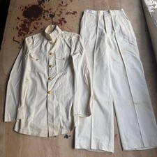 Portlite True Vintage Deadstock 1940s White Sailor Navy Two Piece Uniform Set picture