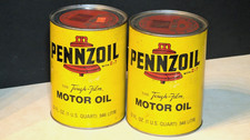 Lot 2 Vintage Pennzoil Z-7 Motor Oil Cans SAE 20W-20 Lot 2 Garage Racing Era NOS picture