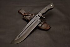 CUSTOM HANDMADE HIGH CARBON STEEL HUNTING BOWIE KNIFE WITH LEATHER SHEATH picture