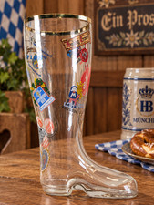 Authentic 2L German Beer Glass Boot Das Bier Oktoberfest Beerfest Logos Vintage  picture