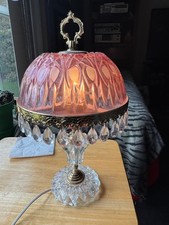 Vintage Michelotti  Cranberry  Crystal Boudoir Lamp with Prisms picture
