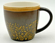 Starbucks 2011 New Bone China Ceramic Brown and Gold Coffee Mug Cup picture