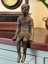 Boy Shelf Figurine Sculpture Cyan Design 03041 Iron Oiled Bronze 8.5 Inches picture