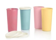 *SALE* Tupperware Vintage Style Collection 12oz Tumblers Liquid Tight Seals 4pc  picture