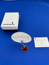 Vintage DANFORTH Pewter Red Apple Pewter Zipper Pull Beautiful L@@K L@@K picture