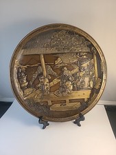 Vintage Bronze , Brass , Gold ,plate  Japanese Meiji Period, Hand made Art picture