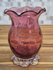 Vintage Cranberry Pilgrim Glass Bud Vase picture