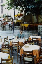 c1970's 35mm Slide, Greek Cafe, Dining, Man, Europe orange European Glass Wooden picture