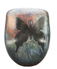 Harold Long Raku Pottery Vase American Butterfly picture