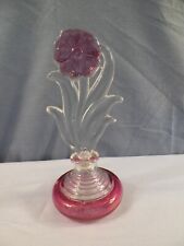 Imperial Ruby Stained Clear Pressed Glass Perfume Bottle w/ Floral Stopper INV23 picture