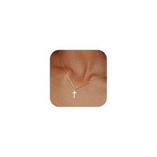 Bheop Cross Necklace for Women, 14K Gold Silver Choker Pendant Necklace picture