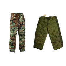 NEW MED USGI M65 COLD WEATHER M81 WOODLAND CAMO FIELD PANT + LINER & SUSPENDERS picture