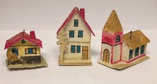 Three Vintage Czech Christmas Putz Village Houses & Church picture