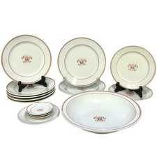 Antique C H Pillivuyt & Co Paris Mid-Late 1800's Plates & Serving Bowl-14 Pieces picture