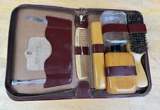 Vintage Antique Shaving Grooming Kit PRISTINE Comb Brush Bakelite? Cases Bottle picture