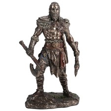 Veronese Design 6 1/4 Inch Viking Twin Axes Warrior Male Resin Sculpture, Bronze picture