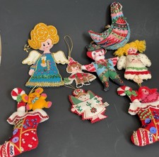 vintage bucilla sequin Felt Ornament Angel Bird Stocking Handmade Lot 8 Adler picture