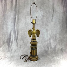 Vintage Federal Style Gold Eagle Table Lamp Pedestal Base Americana Decor picture
