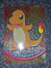 Rare Pokemon 1999 Topps Series 1 Charmander #04 Black Logo Foil Flames Embossed picture