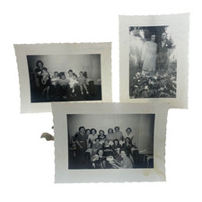 Vintage 1949 Family Women Children Funeral Lot 3 Photos 3x4 B&W Gelatin Orig picture