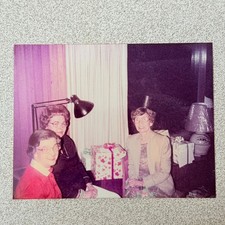 Three Women Party 1970s Snapshot Photograph Gifts Celebration Vintage picture