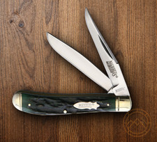 Marbles Trapper Pocket Knife Stainless Steel Blades Clip/Spey Stag Bone Handle picture