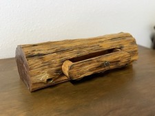 Vintage Hand Carved Cedar Log Jewelry Box Hidden Drawer Rustic Folk Art Wood picture