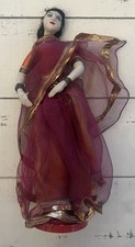 Vintage Handcrafted Indian Cultural Doll 10” Traditional Sari Folk Art Figurine picture
