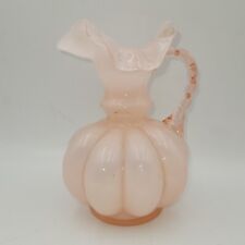 Pitcher Vase Fenton Pink Glass Ruffled Melon 6
