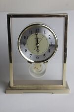 VNT MCM Howard Miller Japan Quartz Desk Mantle Clock Brass Glass picture