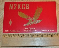 Vintage Ham Radio Amateur QSL/QSO Post Card N2KCB Matawan NJ USA Eagle UNPOSTED picture