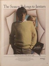 1981 Jantzen Sweater PRINT AD Autumn Fashion Nerd Jet-Spun Fabric VTG 1980s picture