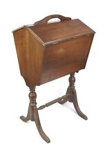 Vintage Mahogany Standing Sewing Knitting Box Chest Double Door Cabinet Portable picture