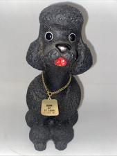 Vintage Black Poodle Bank 4” X 8” Bank Of St Louis Advertising Collar Chain picture