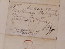 1838 antique STAMPLESS COVER LETTER moorestown nj MAINES wayne co ny  picture