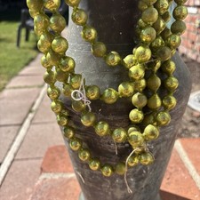 Vtg Mercury Glass Large 1/2” Beads 8 ft Garland Japan Chartreuse Green picture