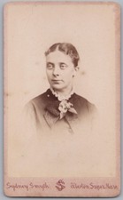 Young Victorian Woman w/ Flower Corsage, Weston Super Mare England, c1860s CDV picture