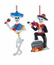 Day Of The Dead Mariachi Musician Ornaments Set of 2 Halloween  J8638 picture