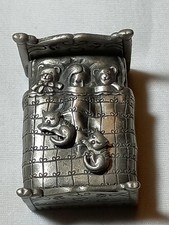 VTG Ms Dee Pewter Bed Trinket Box 38 Cats Earrings May All Your Dreams Come True picture
