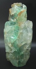 Chinese Hand-Carved Green Fluorite Covered Vase Crystal Floral picture