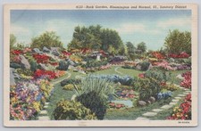Rock Garden Bloomington Normal IL Curteich Linen Postcard 1947 picture