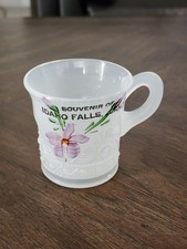 Antique Tiffin Milk Glass Cup Mug Souvenir of Idaho Falls, IDAHO picture