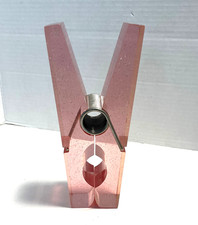 Vtg Mcm Retro Pink Sparkle Acrylic Lucite Giant Clothespin Clip Paperweight 7.5