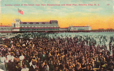 Postcard Sunday Crowd Near Steeplechase & Pier Atlantic City New Jersey NJ 1914 picture
