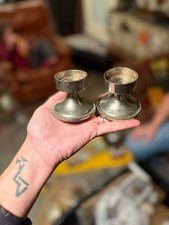Vintage Pair Of Silver Plated Candle Holders picture