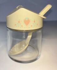 Vintage Forever Yours Gemco Glass Sugar Bowl with Plastic Lid and Spoon picture