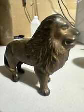 Vintage 2-Piece Cast Iron Metal Animal Lion Coin/Penny Bank Carnival Piggy Bank picture