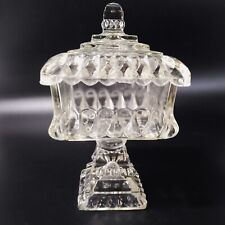 Vintage Westmoreland Footed Wedding Compote with Lid Clear Glass Ribbon Edge picture