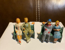 VINTAGE BARCLAY/MANOIL FIGURES MEN & WOMEN SEATED ON BENCHES LOT OF 8 METAL picture